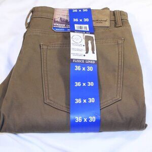Weatherproof Vintage Reg Fit 36 x 30 Wheat Fleece Lined Stretch Canvas Pants